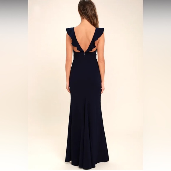 Lulus Perfect Opportunity Navy Blue Maxi Dress Size Small - Picture 6 of 16